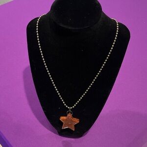 Star Pendant Necklace in Silver and Brown